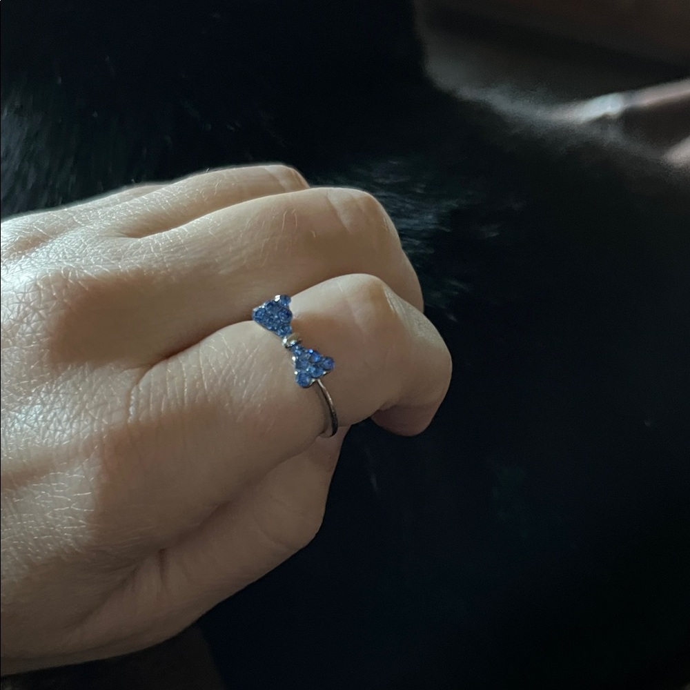 Sparkly Blue Bow Ring